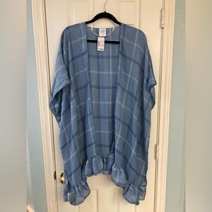 Christopher and Banks, light blue plaid, plus size cardigan